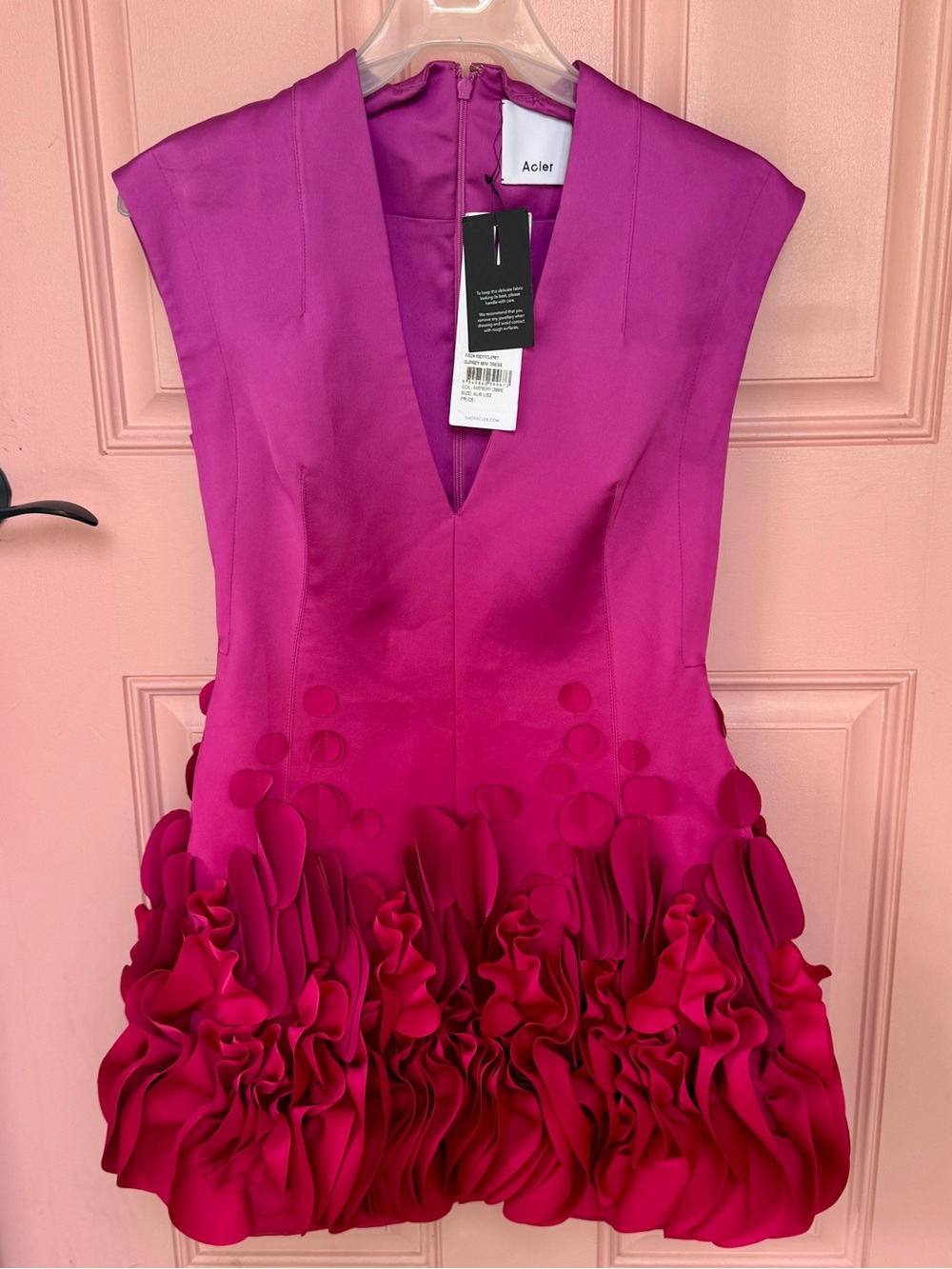 NWT SOLD OUT Acler Surrey Floral Raspberry Ombre Mini Dress Size US 2 STUNNING!